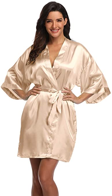 Women's Pure Short Silky Robes Bridesmaid Bride Party Satin Robes Sleepwear