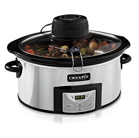 Crock-Pot 6Qt Polished Stainless Oval Programmable Digital Slow Cooker w/Auto Stir System SCCPVC600AS-P