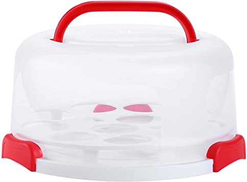 Cake Carrier Lid Handle Plastic: Ohuhu Cake Containers Portable Round Cake Holder Cupcake Carrier Two Sided Base for Pies Cookies, Nuts Fruit etc - Suitable for 10 inch Cake Mothers Day Gifts