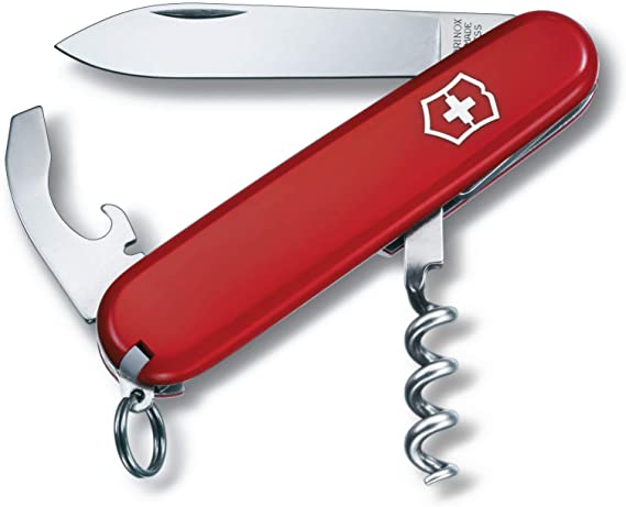 Victorinox Waiter Swiss Army Pocket Knife, Medium, Multi Tool, 9 Functions, Bottle Opener, Red