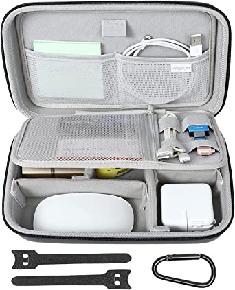 MOSISO Electronic Organizer Travel Case Compatible with MacBook Power Adapter, Compatible with Magic Mouse & Pencil, SD Card, USB Flash Disk with 4 Modular Insert & 2 Cable Tie & Snap Hook, Black