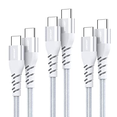 USB C to USB C Cable,JianHan 3 Pack (3.3ft 6.6ft 10ft) PD 60W Fast Charging Type C to Type C Cable for iPad Pro MacBook Pro Samsung Galaxy S21/S21 /S20/S20  Ultra/Note 20 Google Pixel 5/4XL/3XL/3A LG Tablet (Silver)