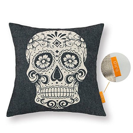 OJIA New Beautiful Mexican Candy Skulls Bonehead 18 X 18 Inch Cotton Linen Decorative Throw Cushion Cover / Pillow Sham (New Arrival)