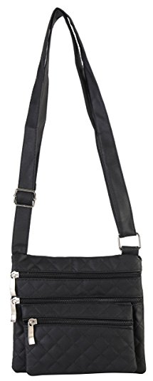 Rimen & Co. PU Leather Womens Multiple Compartments Zipper Closure Swingpack Messenger Cross Body Bag Handbag 019 320