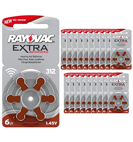 Rayovac 312 Extra Advanced 120 x PR41 Hearing Aid Batteries for 312AE, A312, DA312, P312 and PR312H