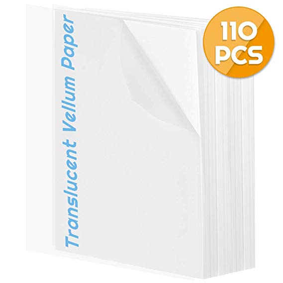 Vellum Paper 8.5 x 11, Anezus 110 Sheets Translucent Vellum Drafting Paper Transparent Clear Tracing Paper for Printing Sketching Tracing Drawing Animation