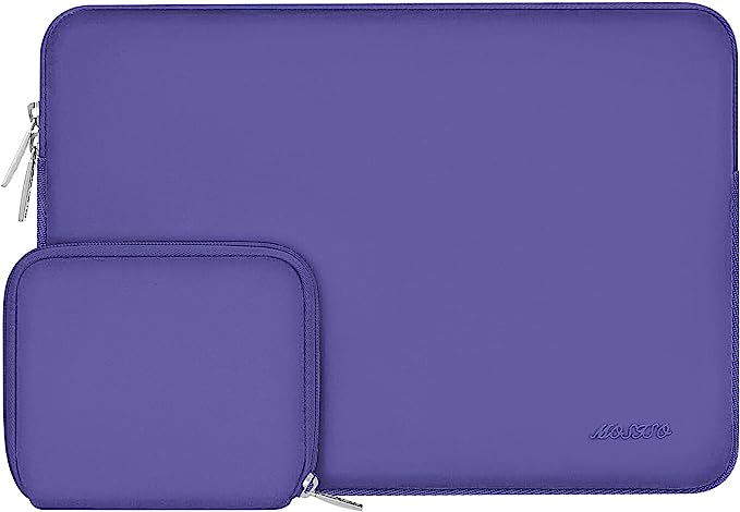 MOSISO Laptop Sleeve Compatible with MacBook Air 13 inch M2 A2681 M1 A2337 A2179 A1932 2023-2018/Pro 13 M2 M1 A2338 A2251 A2289 A2159 A1989 A1706 A1708, Neoprene Bag with Small Case, Prune Purple