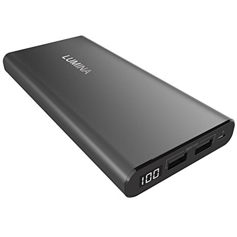Lumina 15000 mAh Ultra Compact Portable Charger 2-Port External Battery Power Bank with High-Speed Charging Technology