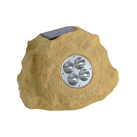 Homebrite Solar Power Jumbo Sandstone Rock Spot Lights - Set of 3