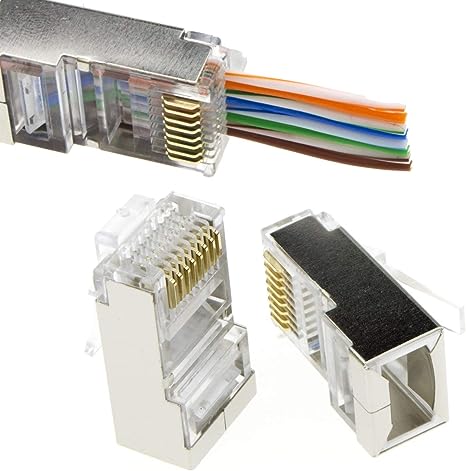 kenable RJ45 Shielded FTP Cat 5e/Cat 6 Pass-Through Ethernet Network Cables Plug 50 Pack
