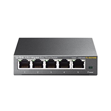 TP-Link TL-SG105E 5-Port Gigabit Easy Smart Switch with 5 10/100/1000 Mbps RJ45 Ports, MTU/Port/Tag-Based VLAN, QoS and IGMP