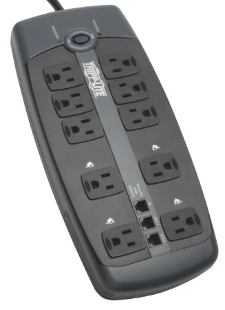 Tripp Lite 10 Outlet Surge Protector Power Strip Tel/Modem 8ft Cord 2395 Joules (TLP1008TEL)