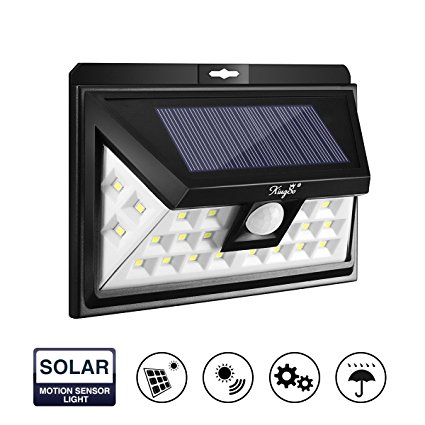 KINGSO 24 LED Solar Motion Sensor Outdoor Wall Lights Waterproof Solar Powered Light for Outside with 3 Intelligent Modes, 3 LEDs Both Side, Wireless Motion Activated Solar Light for Patio, Driveway