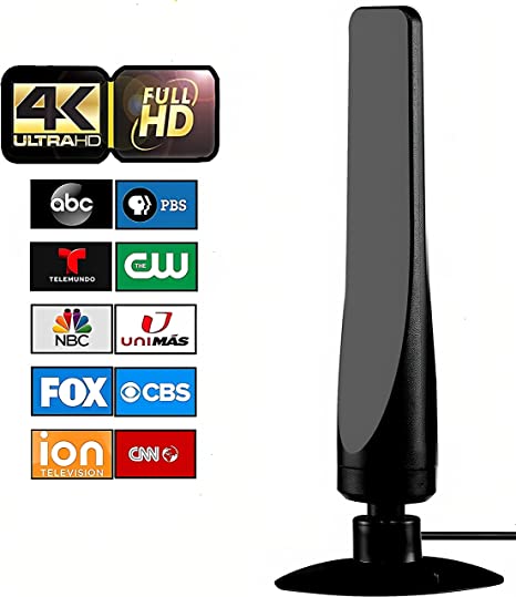 Antier Amplified Indoor Digital Tv Antenna – Best Powerful Amplifier, Signal Booster & Has up to 350  Miles Range, Support 8K 4K Full HD Smart and Older Tvs with 10ft Coaxial Cable [2023 Release]