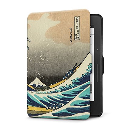 Ayotu Colourful Shell for Kindle Paperwhite E-reader Auto Wake and Sleep Smart Protective Cover,For (2012/2013/2014/2015/New Amazon Kindle Paperwhite 300 PPI), Painting Series K5-04 The Surfing in Kanagawa