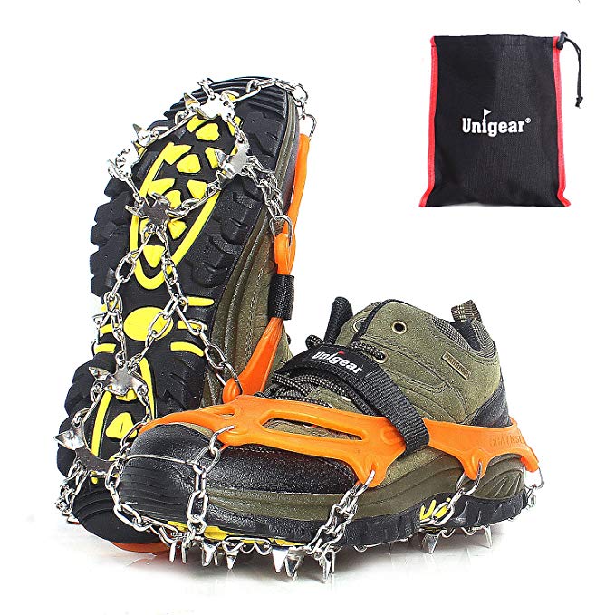 Unigear Traction Cleats Ice Snow Grips with 18 Spikes for Walking, Jogging, Climbing and Hiking