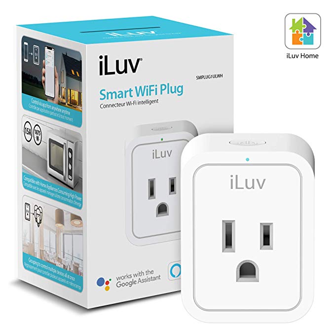 iLuv Smart Plug, Smart Outlet Up To 1875W, Multiple Schedules,Timer and Voice Command, WIFI Plug work with Alexa or Google Assistant. No Hub Required (1 Smart Plug)