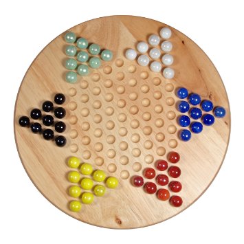 Solid Wood 11.5" Chinese Checkers Set with Glass Marbles