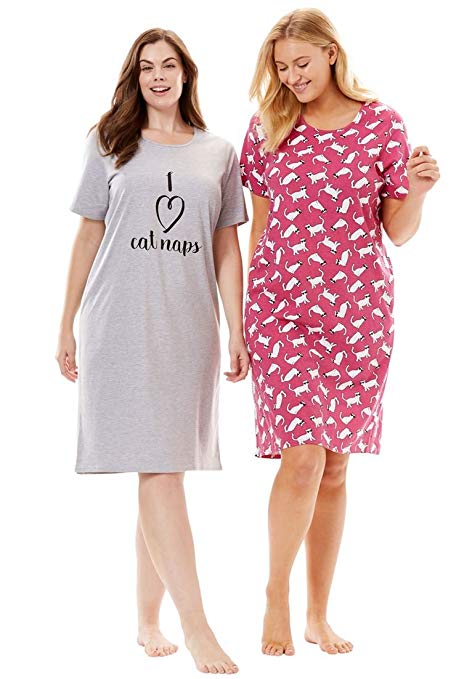 Dreams & Co. Women's Plus Size 2-Pack Sleepshirt