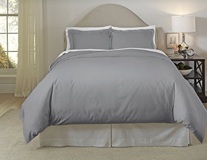 Pointehaven 300 Thread Count Organic Cotton Duvet Set, King/California King, Grey