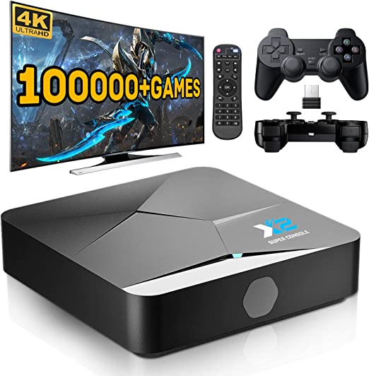 Kinhank Super Console X2 Retro Game Console Built-in 100000  Games, Android 9.0&Emuelec 4.5, Compatible with PSP/PS1/DC, etc, S905X2 Chip, 4K UHD Output,2.4G/5G WiFi BT 5.0