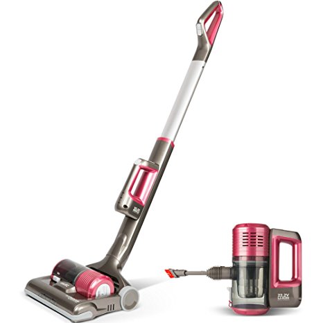 Dibea C01 Cordless Upright Vacuum Cleaner, Powerful 2-in-1 Stick and Handheld Vacuum for Carpet Pet Hair with LED Light, Titanium Grey (grey)