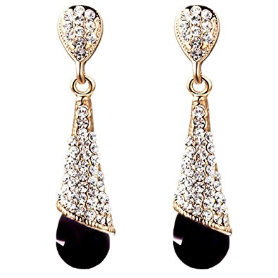Calors Vitton Summer Jewelry Gold Plated Full Rhinestone Classical Long Drop Earrings for Women