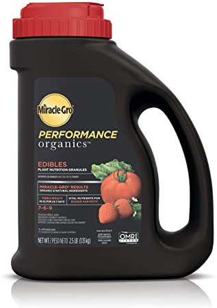 Miracle-Gro Performance Organics Edibles Plant Nutrition Granules - Plant Food with Natural & Organic Ingredients, for Tomatoes, Vegetables, Herbs and Fruits, 2.5 lbs.