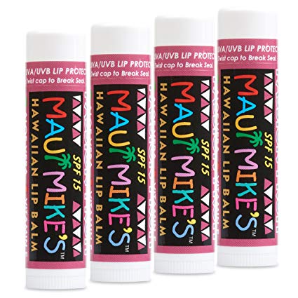 Maui Mike's Lip Balm SPF-15 (4 Pack) Passion Fruit Flavor. Take Your Lips on a Hawaiian Vacation.