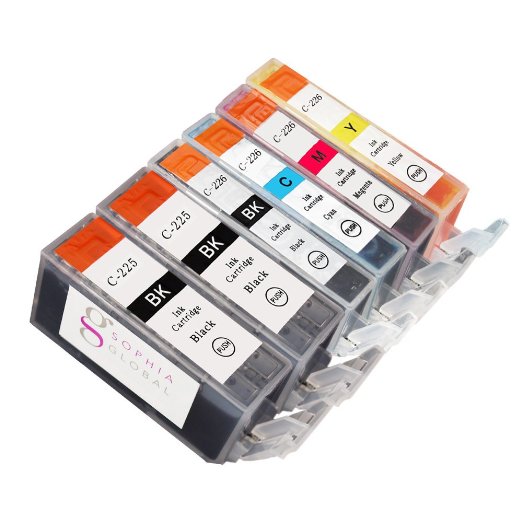 Sophia Global Compatible Ink Cartridge Replacement for PGI-225 CLI-226 PIXMA printers including MX882 MG8220 MX892 MG6220 (2 Large Black, 1 Small Black, 1 Cyan, 1 Magenta, 1 Yellow)