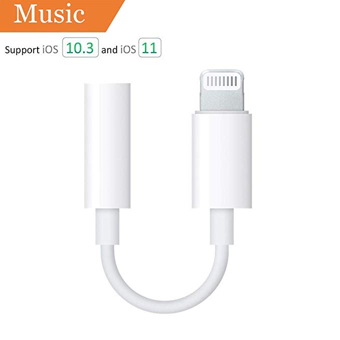 Lighting to 3.5mm Headphone Jack Adapter, Lighting to 3.5mm Female Audio Earphone Connector Jack Adapter High Digital Fidelity Female Aux Stereo Compatible Phone X 10/XR/XS /XS Max/8/7/6 Plus