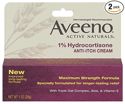 Aveeno Anti-Itch Cream, 1% Hydrocortisone, Maximum Strength, 1 Ounce (Pack of 2)