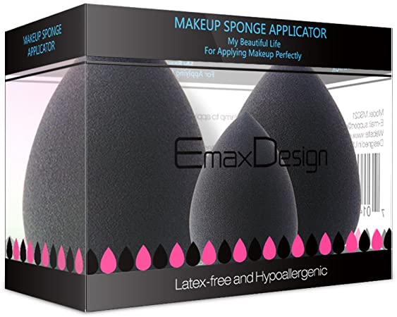 EmaxDesign 3 Pieces Makeup Blender Sponge Set, Foundation Blending Blush Concealer Eye Face Powder Cream Cosmetics Beauty Make up Sponges. latex free, non-allergenic and odour free