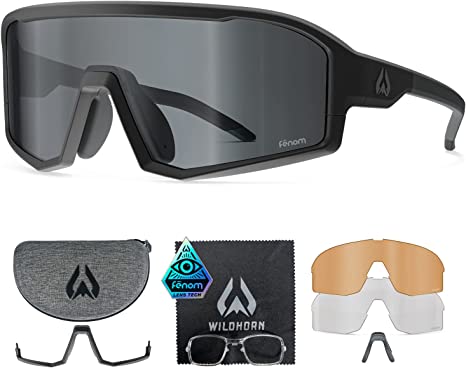 Wildhorn Radke MTB Cycling Glasses UV400 Biking Glasses- Baseball Sunglasses, Sports Sunglasses with 3 Interchangeable Lenses