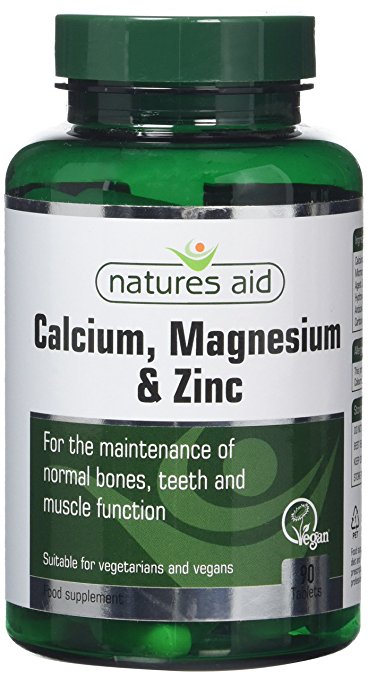 Natures Aid Calcium, Magnesium and Zinc, 90 Tablets (Mineral Supplement, for the Maintenance of Normal Bones, Teeth and Muscle Function, Vegan Society Approved, Made in the UK)