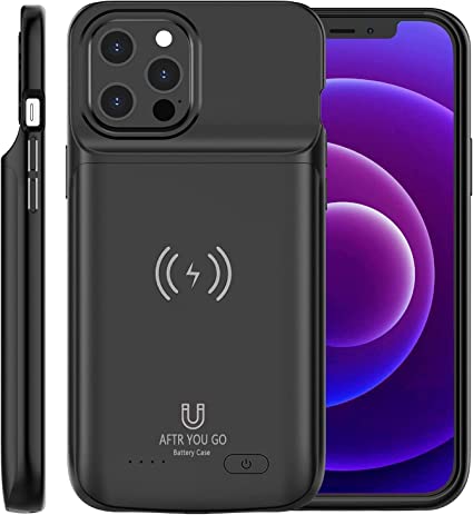 Battery Case for iPhone 12 Pro Max 6.7”, 7000mAh Portable Protective Backup Qi Wireless Charging Case Compatible with iPhone 12 Pro Max, Rechargeable Extended Battery Charger Case (ZHX-641)-Black