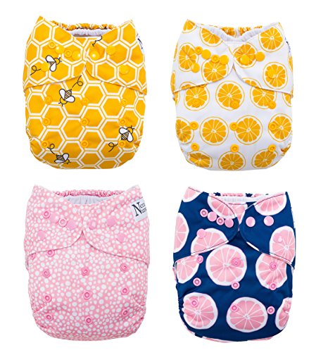 The Bee's Knees 4-Pack Cloth Pocket Diapers with 4 Bamboo Inserts