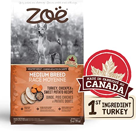 Zoe Zoë Medium Breed Dog Food - Turkey, Chickpea and Sweet Potato Recipe - 5 Kg 1 Count