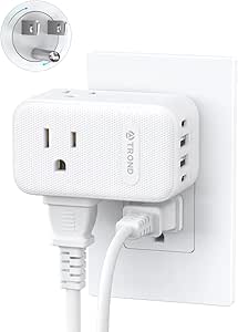 TROND Outlet Extender with 360 Rotating Plug, 3 Way Outlet Splitter with PD 20W USB C Plug Adapter, Multi Plug Wall Outlet, Small Plug Extension Outlet for Kitchen Bathroom Cruise Travel Essentials