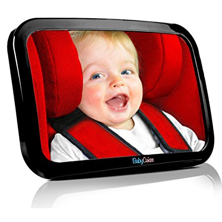 Baby Car Mirror - Back Seat Rear View - Fully Adjustable to Fit Any Headrest - 360 Tilt & Turn Function - Wide Convex Shatterproof Glass and Fully Assembled - Crash Tested and Certified for Safety by BabyCakes