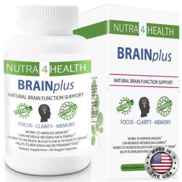 BRAINplus - Brain Capsules NATURAL BRAIN FUNCTION SUPPORT 60 Capsules FOCUS - CLARITY - MEMORY