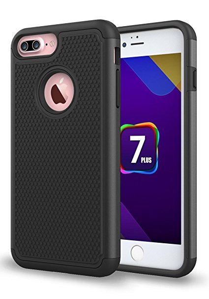 iPhone 7 Plus Case, kaesar [Heavy Duty Protection] [Shock Absorption] [Impact Resistant] Slim Hybrid Dual Layer Armor Defender Protective Apple Case Cover for Apple iPhone 7 Plus - Black