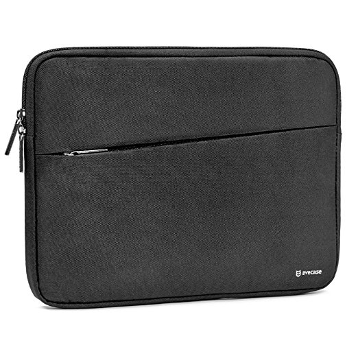 Evecase Slash 12.5 inch Tablet Sleeve Ultra-Portable Water Repellent Durable E-Zipper Carrying Case with Accessory Pocket for Apple Huawei Lenovo Microsoft Samsung and More - Black