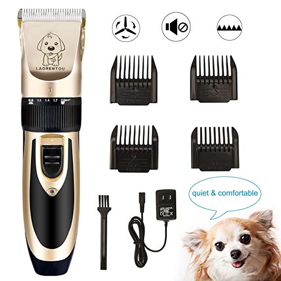 GLEIM Dog Clippers, Low Virbation and Noise Rechargeable & Cordeless Pet Grooming Kit Hair Trimmer