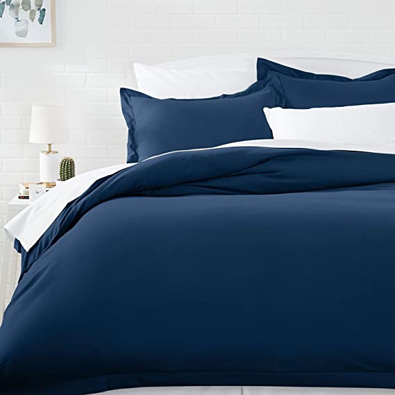 AmazonBasics Light-Weight Microfiber Duvet Cover Set - Twin/Twin XL, Navy Blue