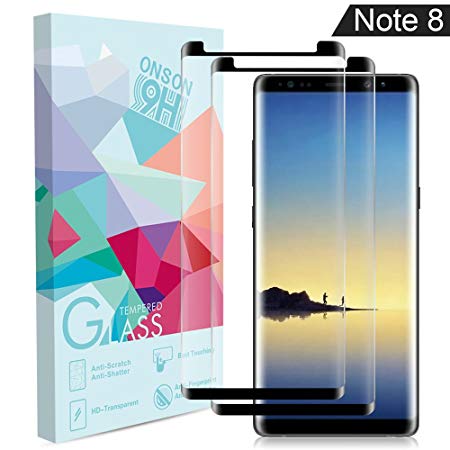 Galaxy Note 8 Screen Protector, [No Bubble][9H Hardness] [Anti-Scratch][Case-Friendly] Tempered Glass Screen Protector Compatible Samsung Galaxy Note 8