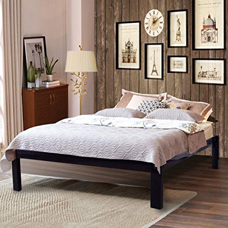 Metal Bed Frame Platform Mattress Foundation Smartbase with Wooden Elastic Slat Support Box Spring Replacement (Queen)