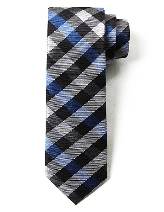 Origin Ties Fashion Gingham Plaid Men's Silk Skinny Tie