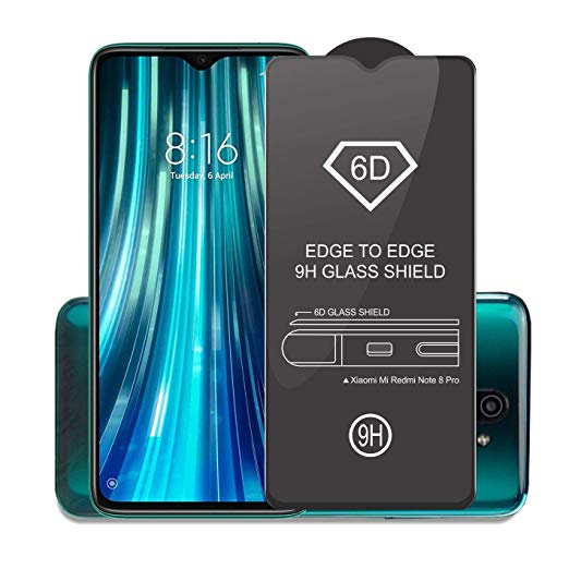 Affix Premium Edge to Edge Tempered Glass Screen Protector for Xiaomi Mi Redmi Note 8 Pro with Easy Installation Kit (Black) [Pack of 1]