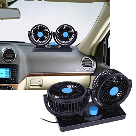 Portable Car Cooler Fan Quiet Cooling Speed Adjustable Mini Summer Cooling Styling Accessories (Dual head 12v)